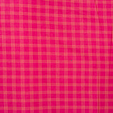 Pink Yellow Triple Line Checks Cotton Handloom Fabric