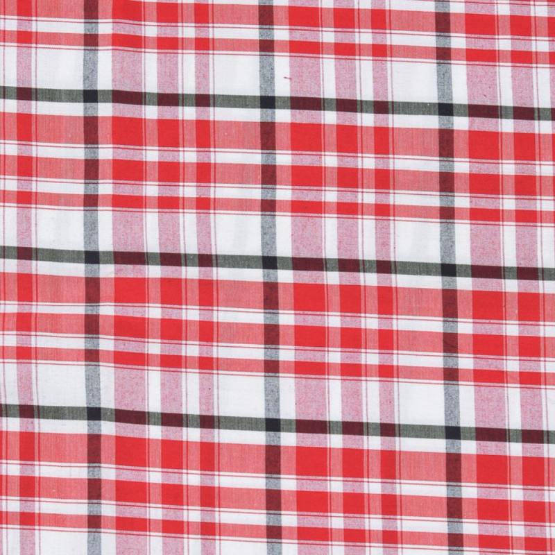 Pink and White Check Handloom Cotton Fabric
