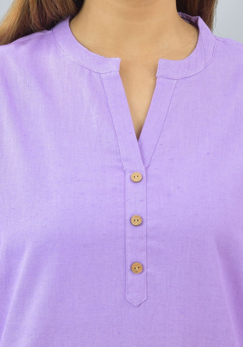 Women Mandarin Collar Cotton Top