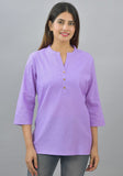 Women Mandarin Collar Cotton Top