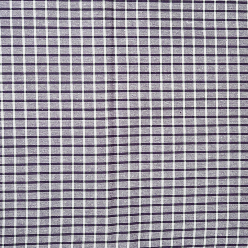 Purple White Checks Cotton Handloom Fabric