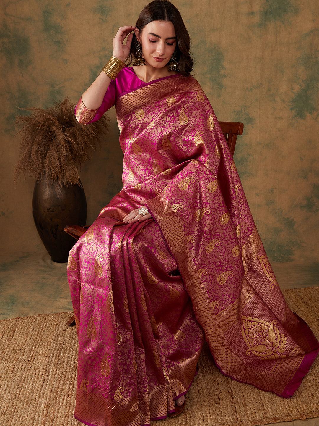 Women's Pink Colour Designer Weaving Saree-SPRW18036A
