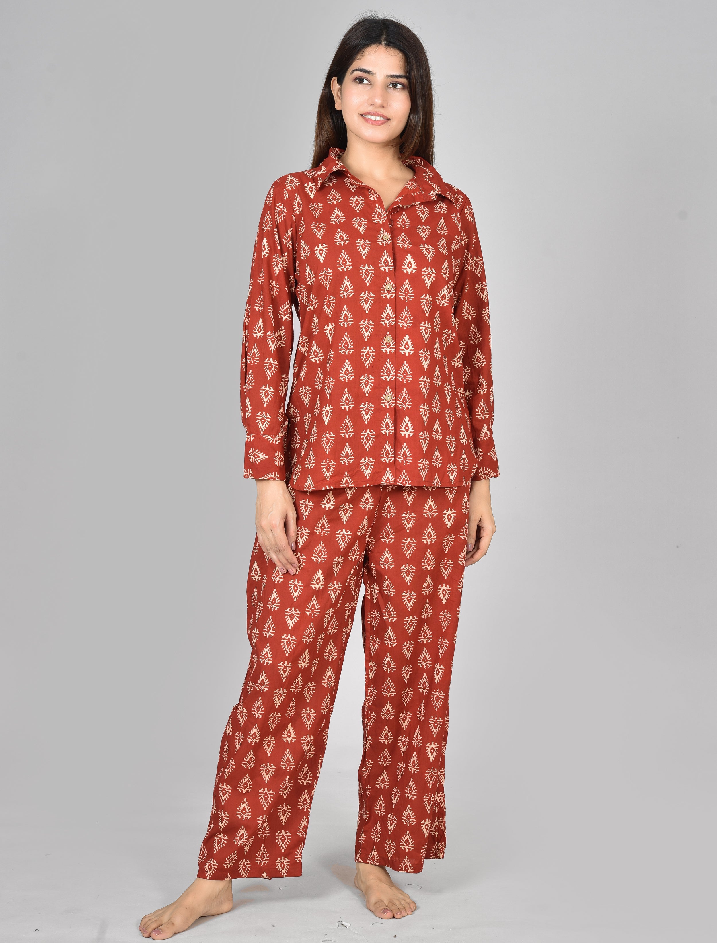 Women Printed Cord Set Orange 2028