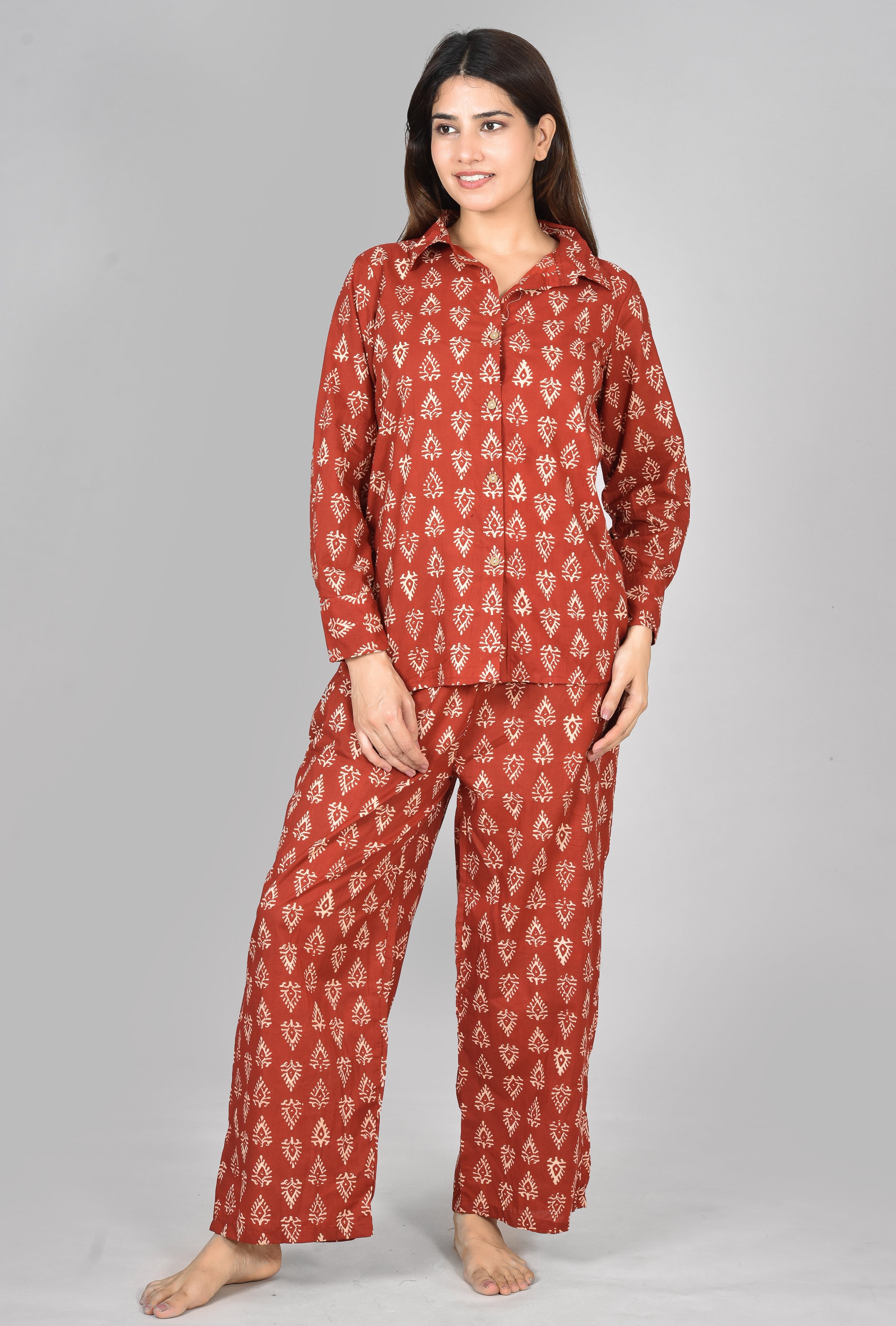 Women Printed Cord Set Orange 2028