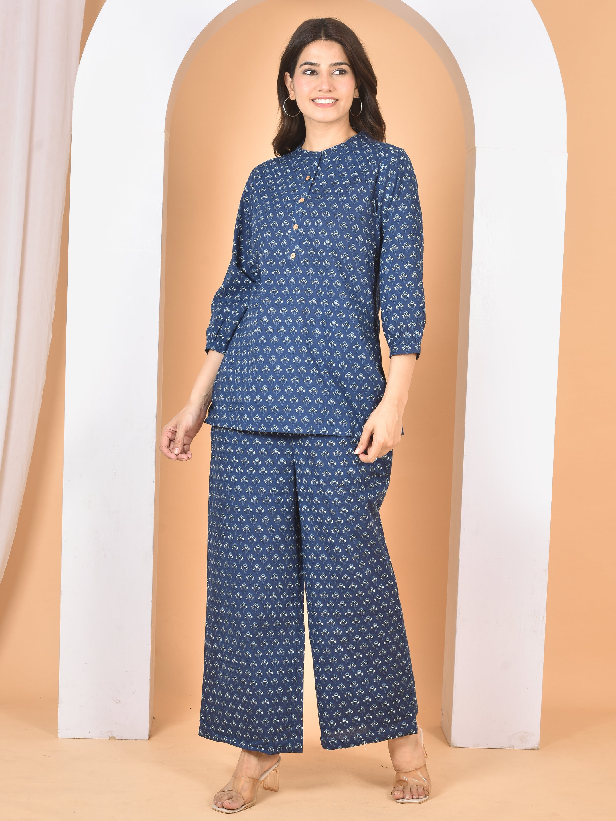 Women Blue Printed Cod Set CS-2014