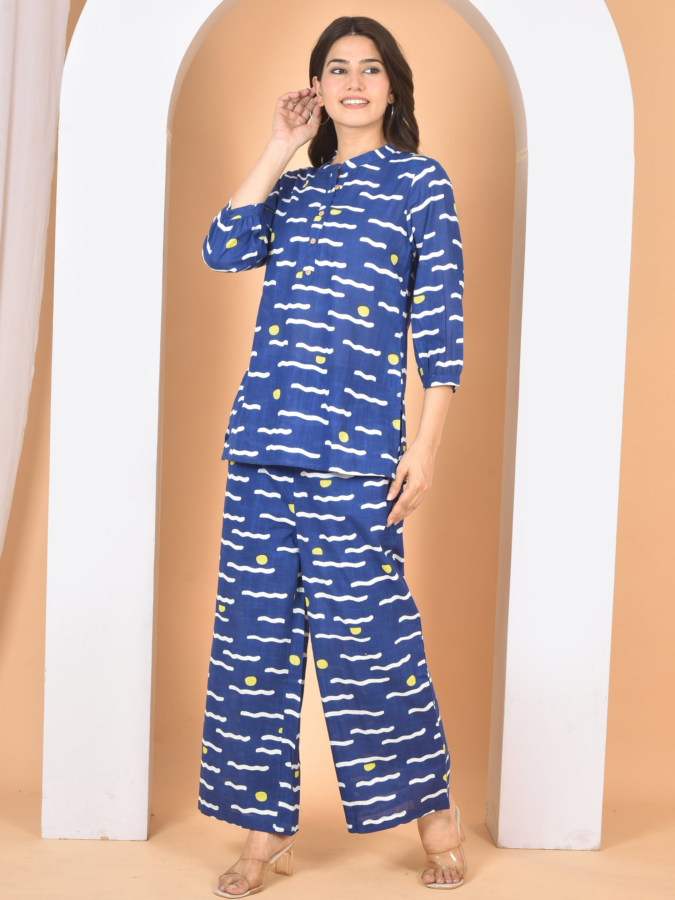 Women Blue Printed Cod Set CS-2017