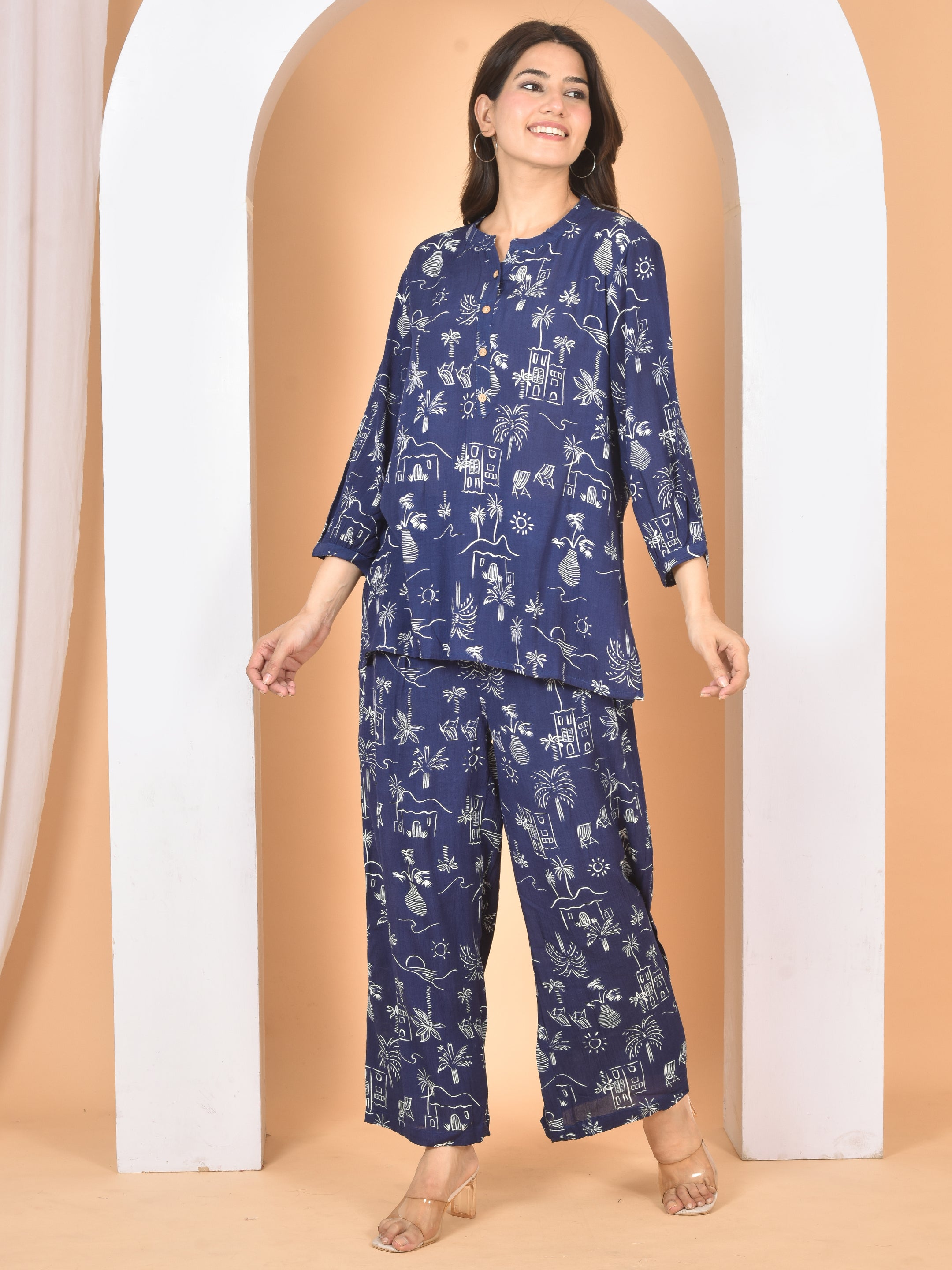 Women Blue Printed Cod Set CS-2018
