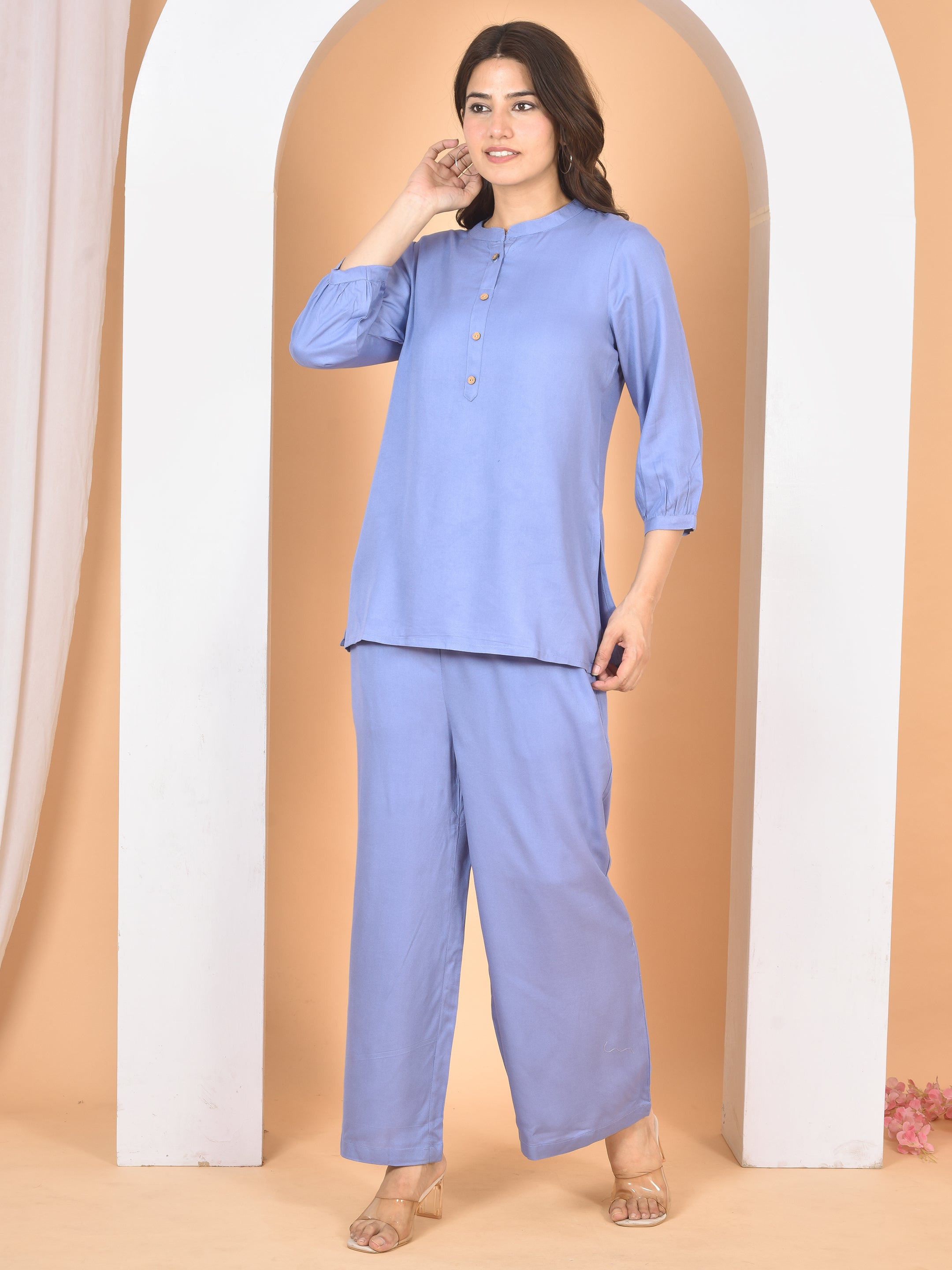 Women Blue Plain Cod Set CS-2023