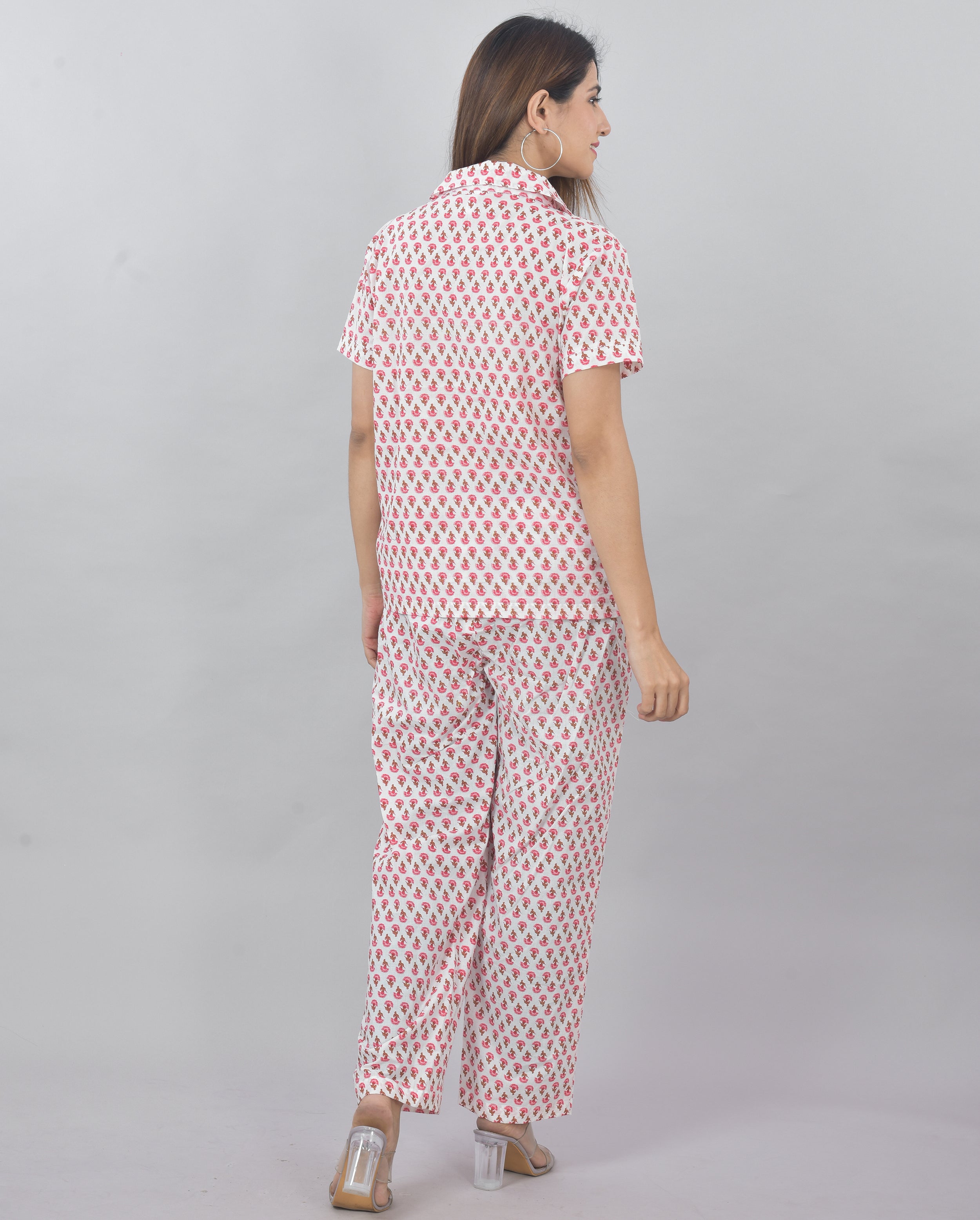 Plus Size printed pink cord set