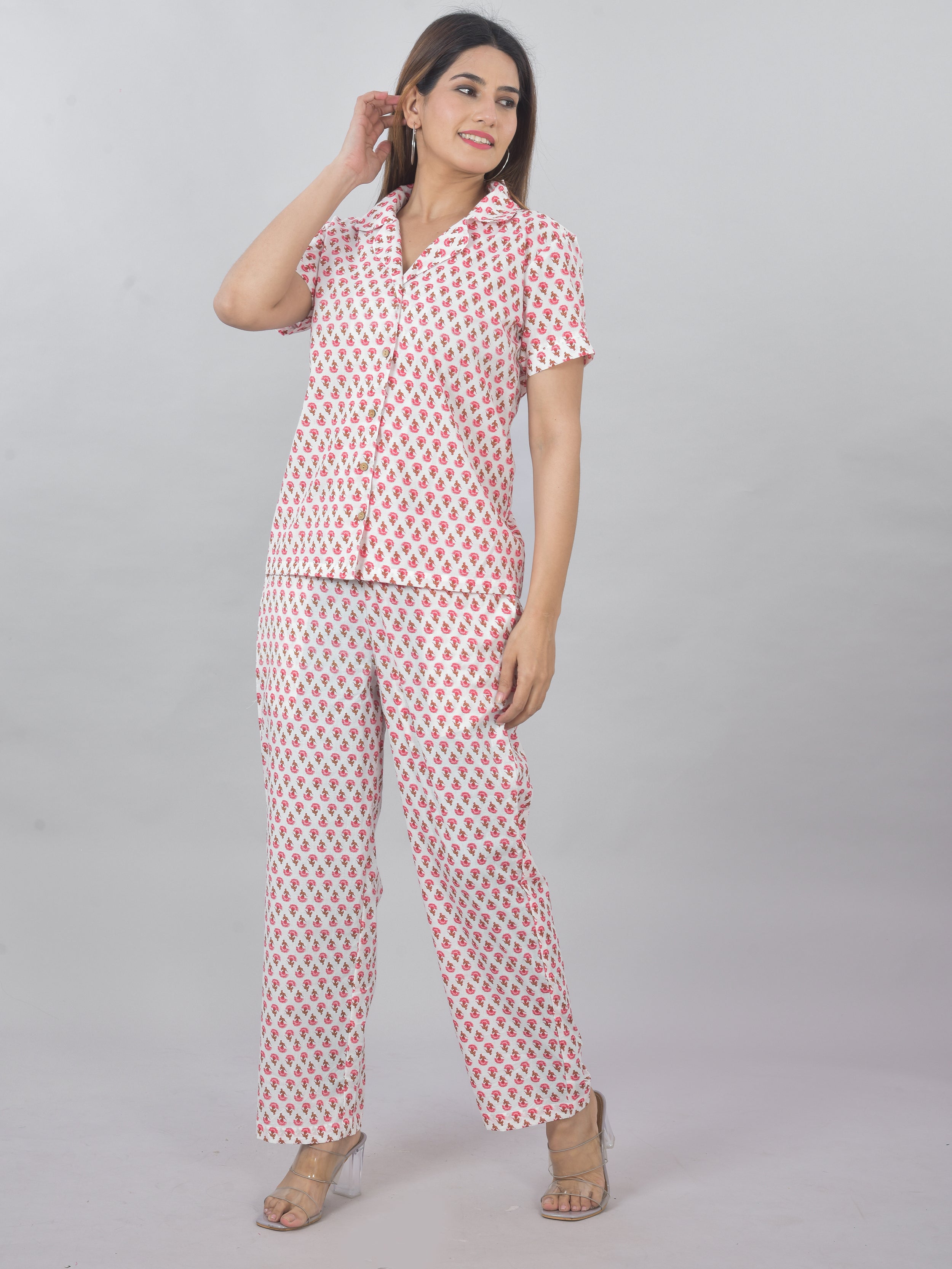 Plus Size printed pink cord set