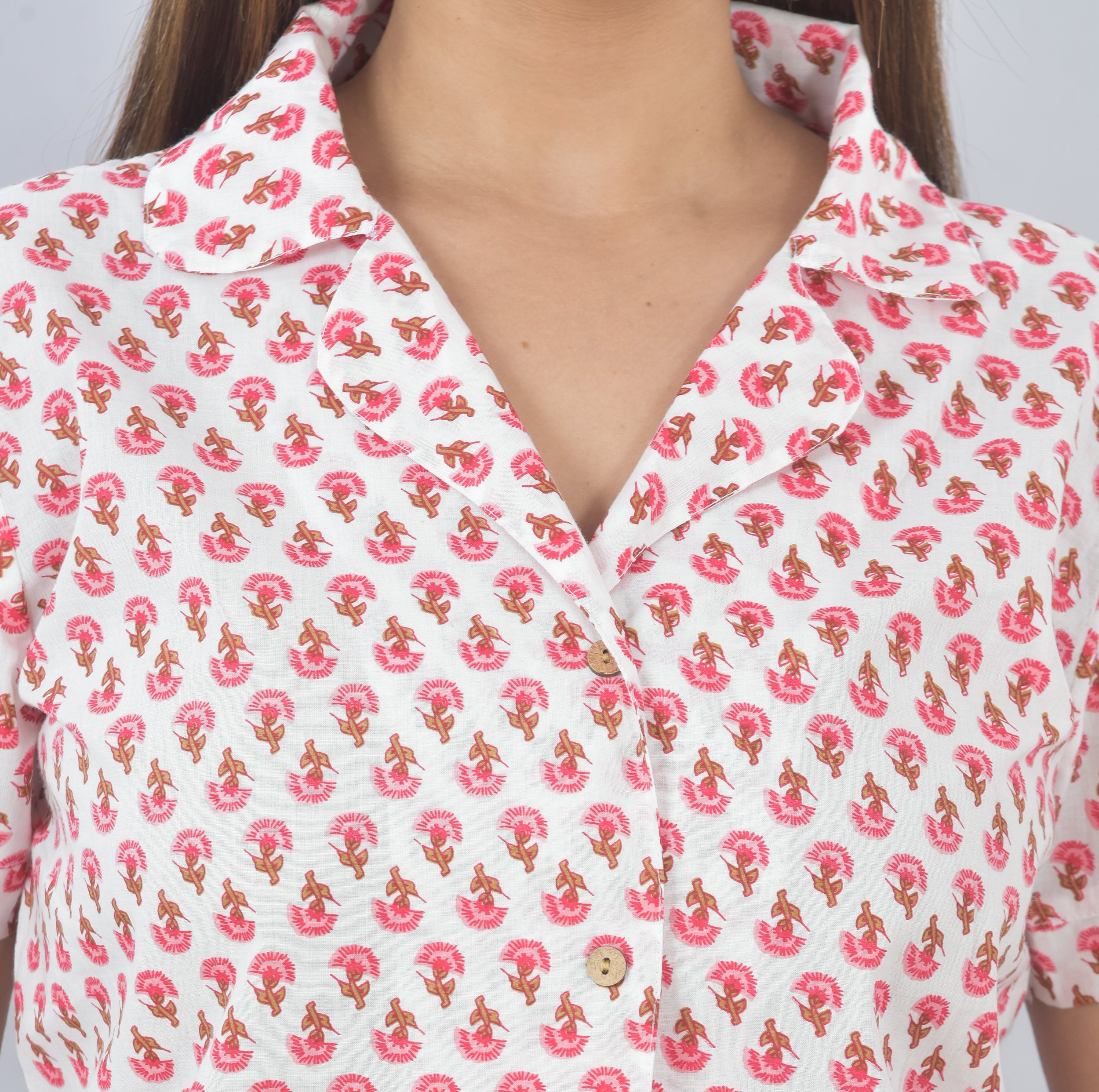 Plus Size printed pink cord set