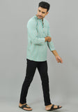 SKY BLUE PEACH STRIPE COTTON HANDLOOM CORD SET-25693