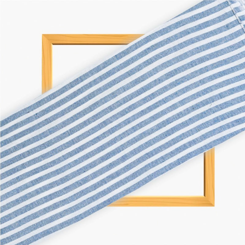 Sky Blue White Stripe Cotton Handloom Fabric