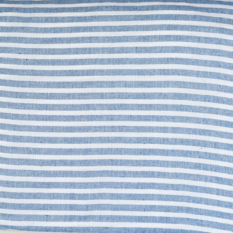 Sky Blue White Stripe Cotton Handloom Fabric