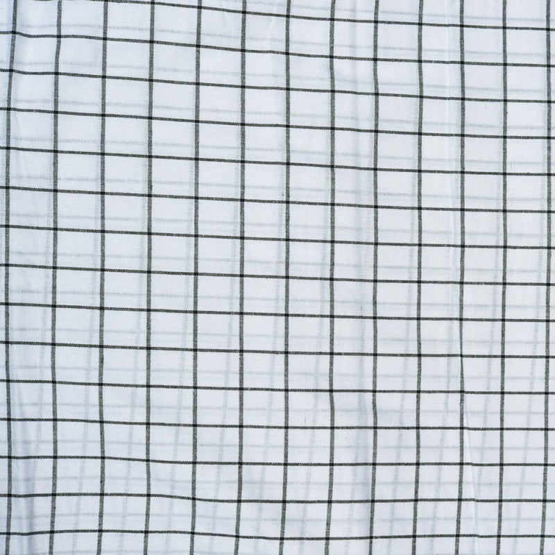 White Black Checks Cotton Handloom Fabric