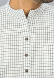 WHITE BLACK CHECKS COTTON HANDLOOM CORD SET-25298