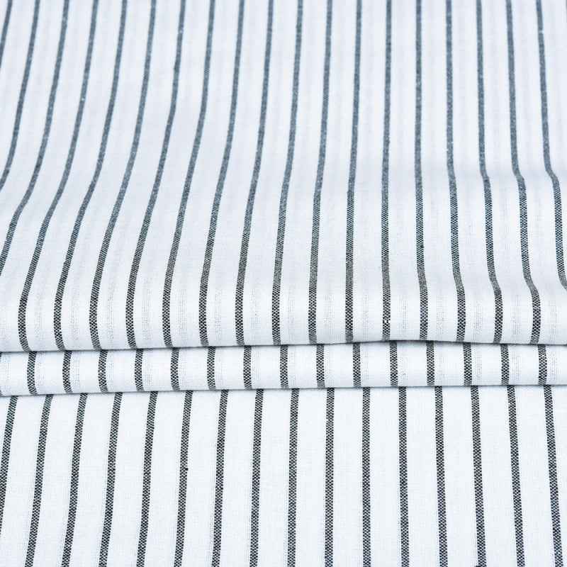 White Black Stripe Cotton Handloom Fabric