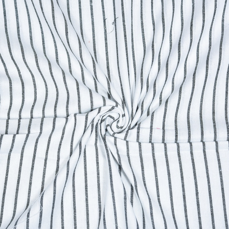 White Black Stripe Cotton Handloom Fabric
