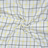 White Black and Yellow Checks Cotton Handloom Fabric