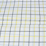 White Black and Yellow Checks Cotton Handloom Fabric