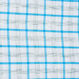 White Blue Checks Cotton Handloom Fabric