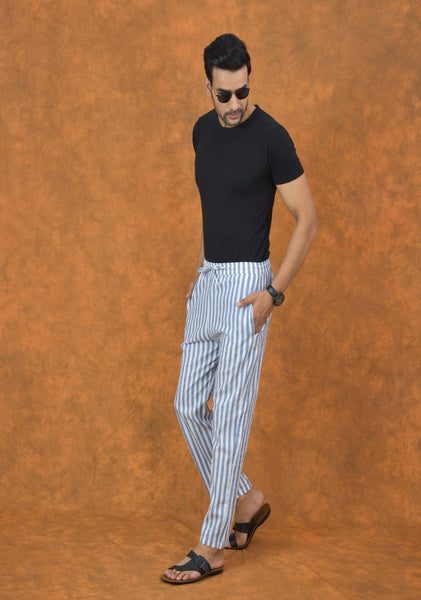 White-Blue-Stripe-Cotton-Handloom-Men-Pant