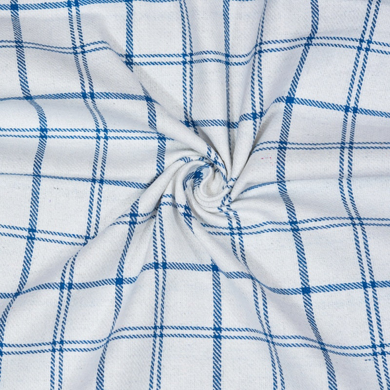 White Blue Twill Cotton Handloom Fabric