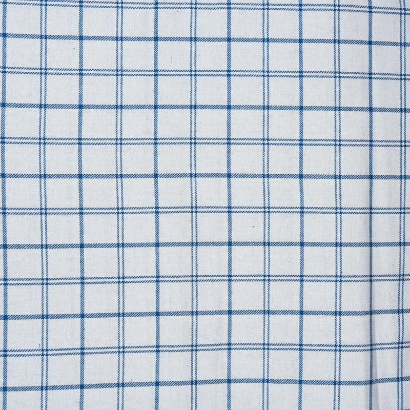 White Blue Twill Cotton Handloom Fabric