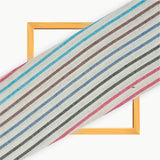 White Blue and Pink Stripe Cotton Handloom Fabric