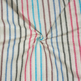 White Blue and Pink Stripe Cotton Handloom Fabric