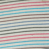 White Blue and Pink Stripe Cotton Handloom Fabric