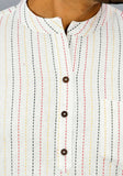 WHITE BLUE AND PINK STRIPE COTTON HANDLOOM CORD SET