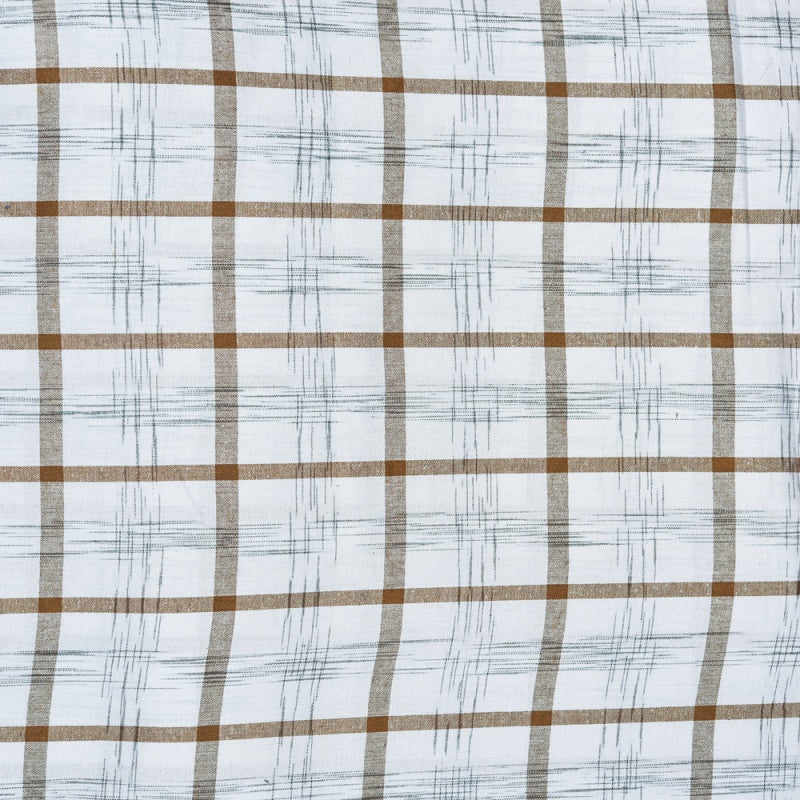 White Brown Checks Cotton Handloom Fabric