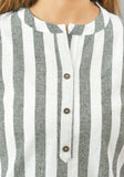 White Gray Cotton Stripe Women Top-10385