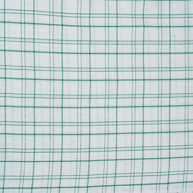 White Green Triple Line Checks Cotton Handloom Fabric