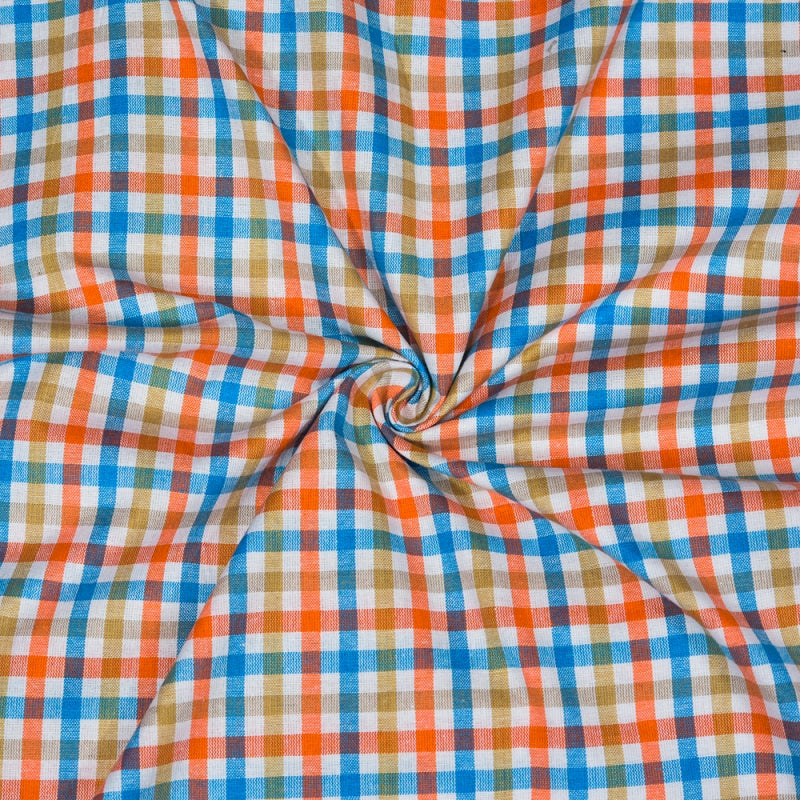 Yellow Peach and Green Floral Cotton Fabric