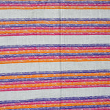 White Orange and Blue Stripe Cotton Handloom Fabric