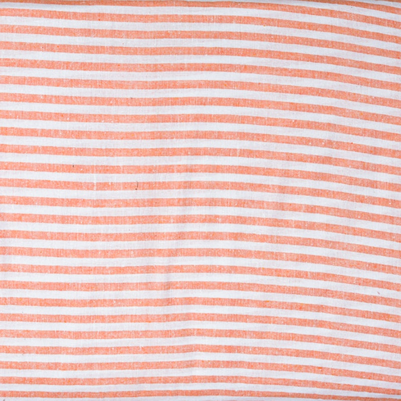 White Peach Stripe Cotton Handloom Fabric