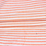 White Peach Stripe Cotton Handloom Fabric