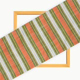 White Peach and Green Stripe Cotton Handloom Fabric
