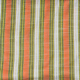 White Peach and Green Stripe Cotton Handloom Fabric