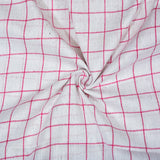 White Pink Checks Cotton Handloom Fabric