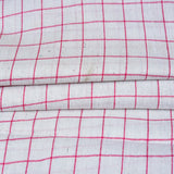 White Pink Checks Cotton Handloom Fabric