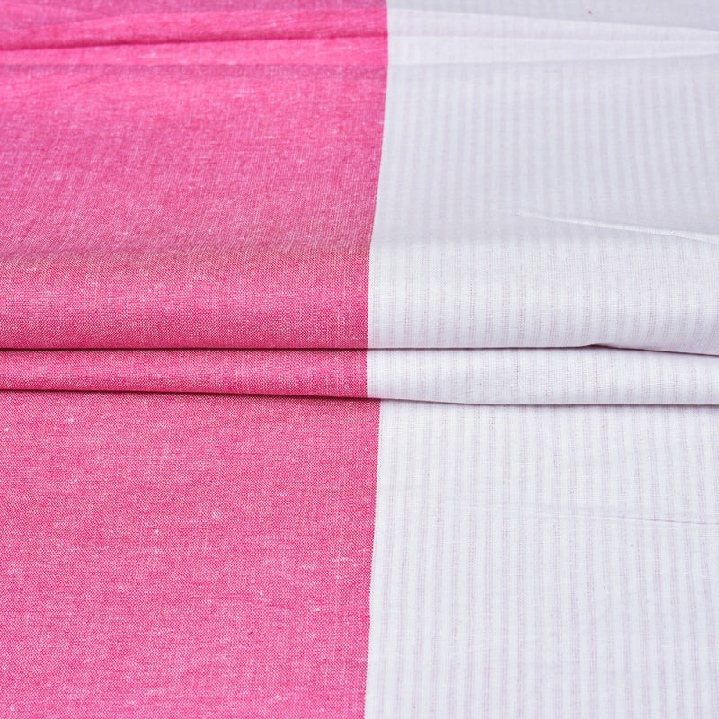 White Pink Stripe Cotton Handloom Fabric