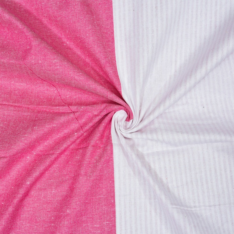 White Pink Stripe Cotton Handloom Fabric