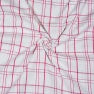 White Pink Triple Line Checks Cotton Handloom Fabric