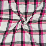 White Pink and Black Twill Cotton Handloom Fabric