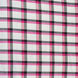 White Pink and Black Twill Cotton Handloom Fabric