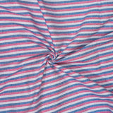 White Pink and Blue Stripe Cotton Handloom Fabric