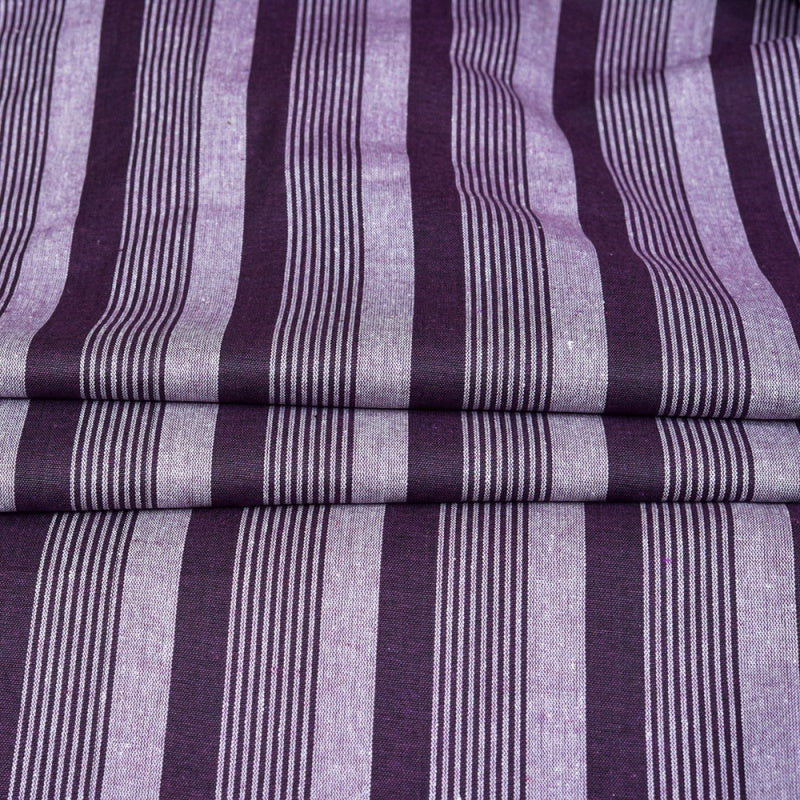 White Purple Stripe Cotton Handloom Fabric